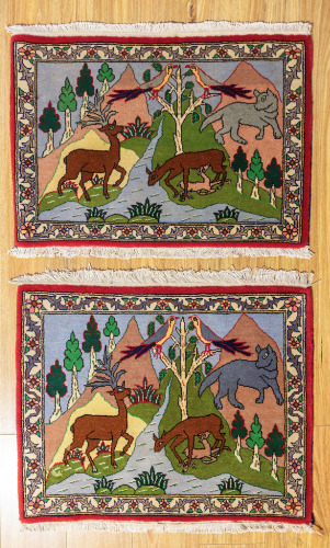 2 x Pictorial Tabriz 60 x 75cm each