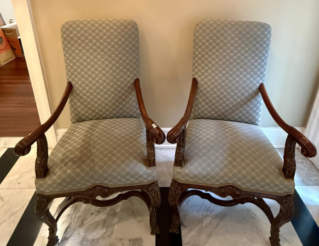Pair Walnut Armchairs