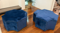 Pair Suede Ottomans