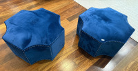 Pair Suede Ottomans - 2