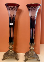 Pair Crystal Vases