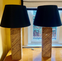 Pair Bamboo Table Lamps - 4