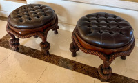 Pair Mahogany Rope & Knot Stools - 2