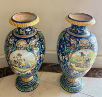 Pair Italian Majolica Vases